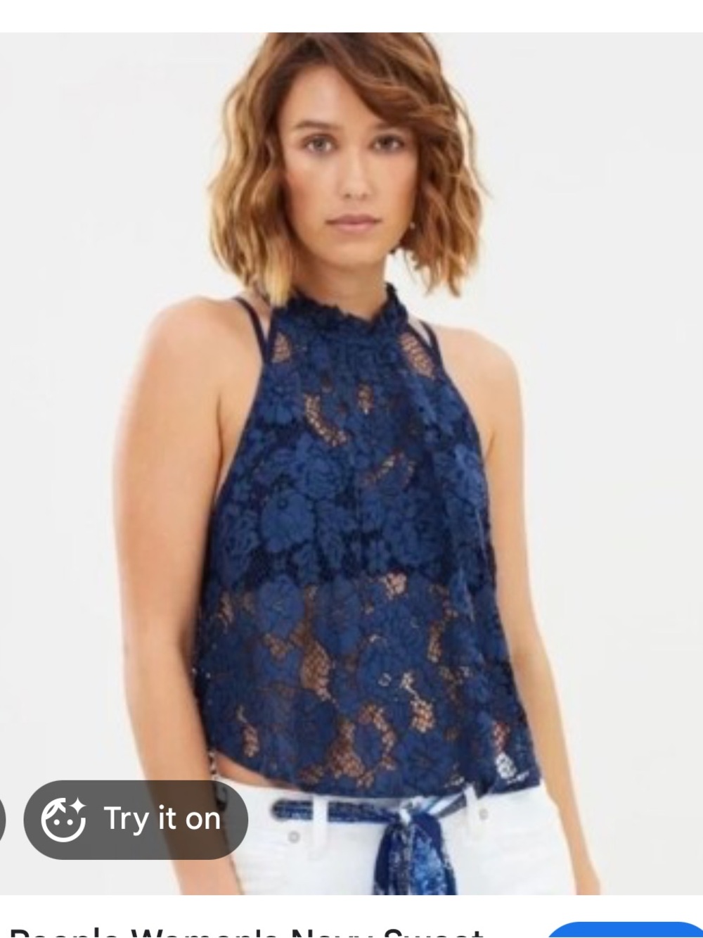 NWOT Free People Sweet Meadow Dreams Lace Halter Top Size Small